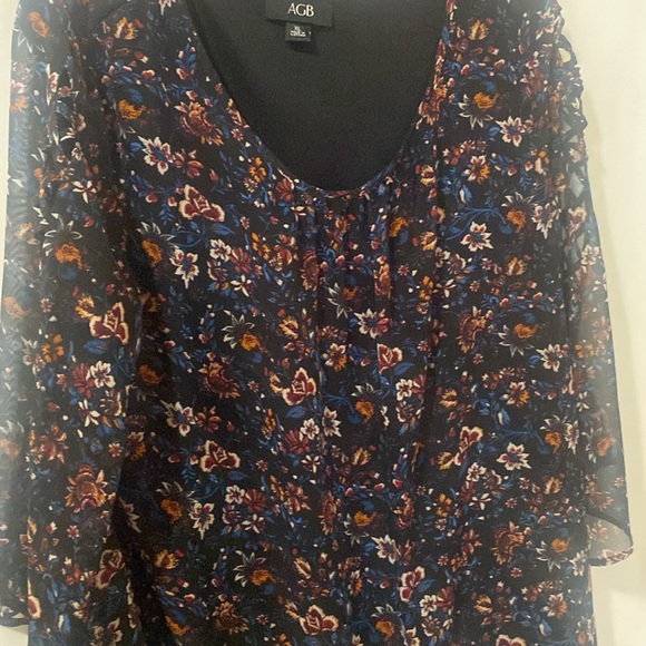 AGB Womenβs Blouse Floral Sheer Bell Sleeve, 3/4 Fall Top XL - Picture 11 of 13
